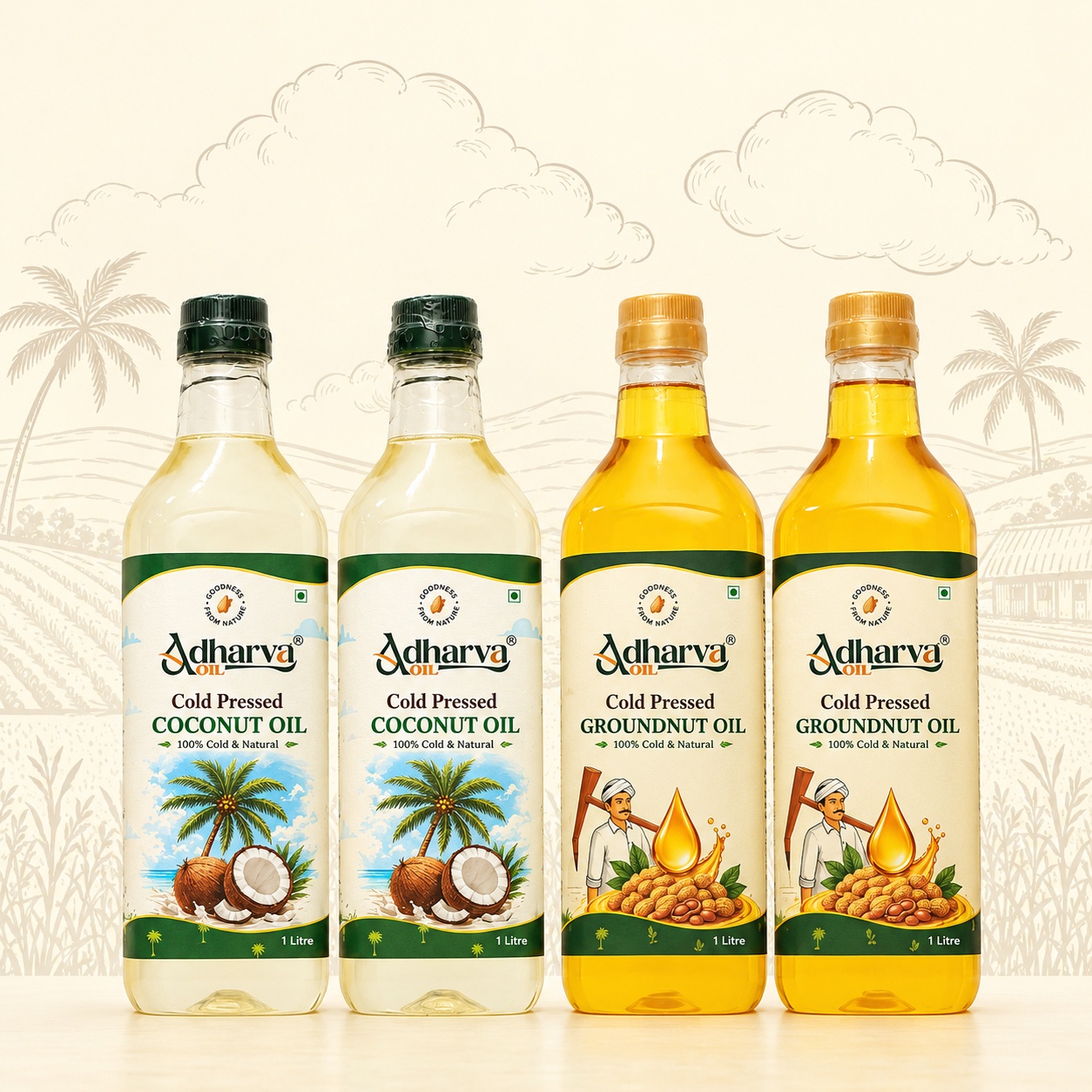 Coconut Oil-1 litre-2 Bottle |Groundnut Oil-1 litre-2 Bottle