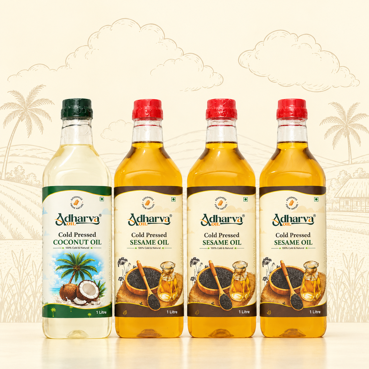 Coconut Oil-1 litre-1 Bottle | Sesame Oil-1 litre-3 Bottle