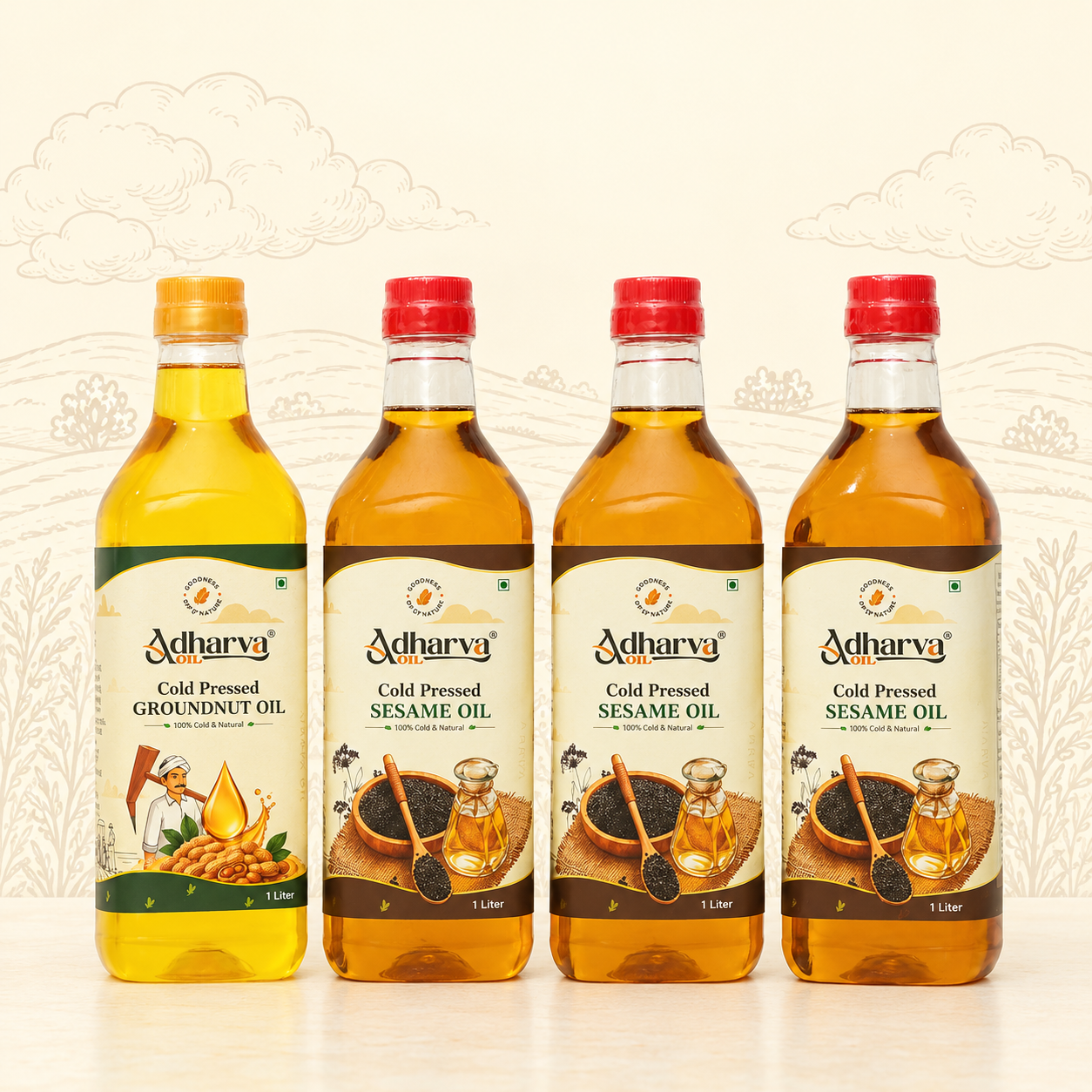 Groundnut Oil-1 litre-1 Bottle | Sesame Oil-1 litre-3 Bottle