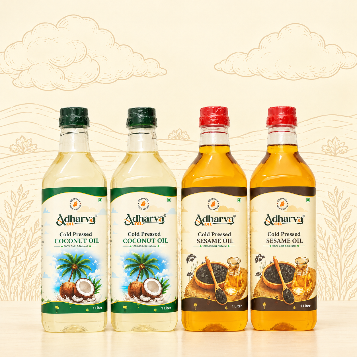 Coconut Oil-1 litre-2 Bottles | Sesame Oil-1 litre-2 Bottles